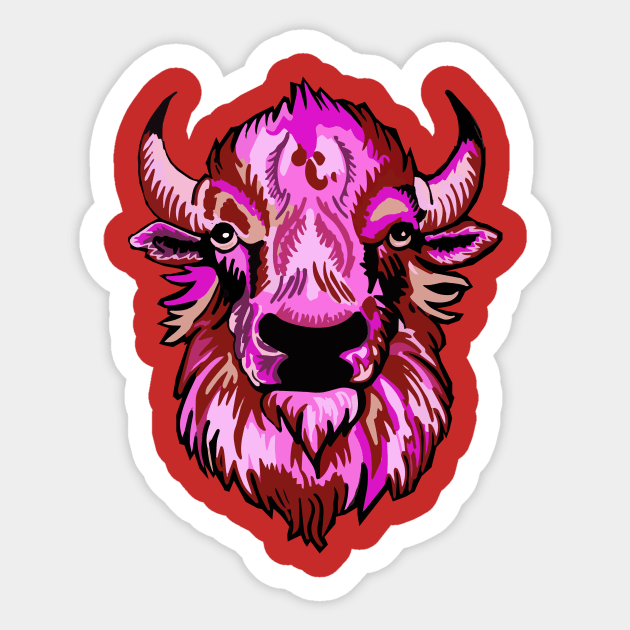 Mindful Vivid Buffalo in Pink & Red Sticker by vividbuffalo